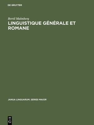 cover image of Linguistique générale et romane